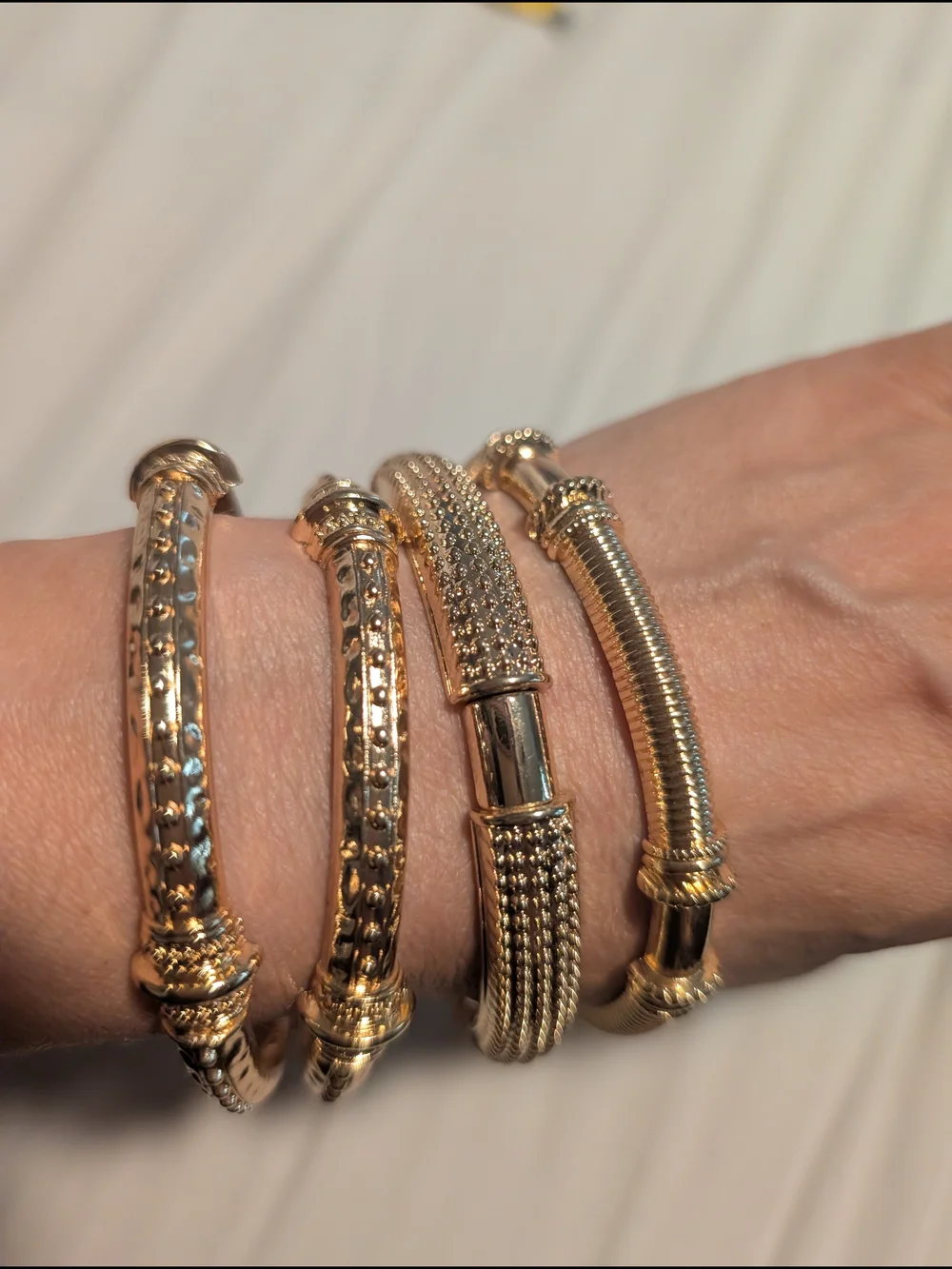 Nordstrom Rack Gold-Tone Textured Bangle Bracelet Set - Women Jewelry